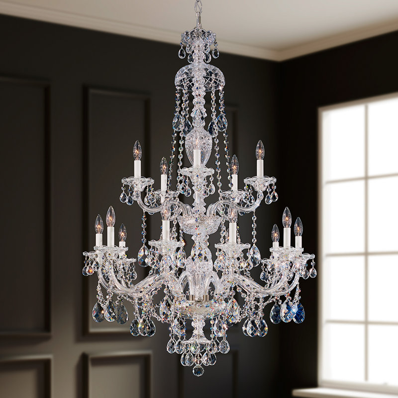 Sterling 15-Light Polished Silver Crystal Chandelier