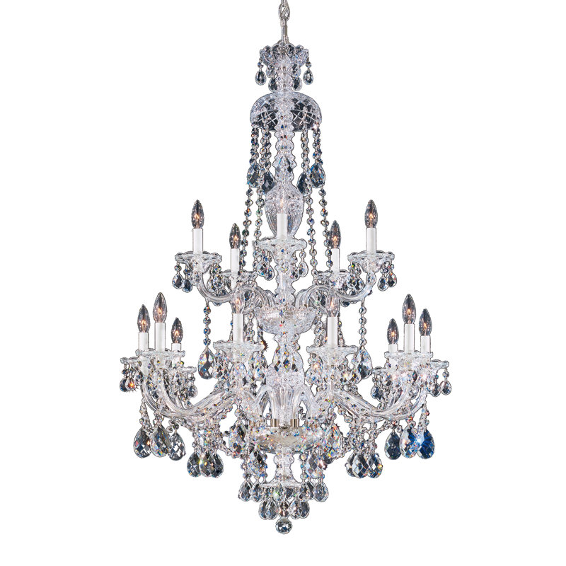 Sterling 15-Light Polished Silver Crystal Chandelier