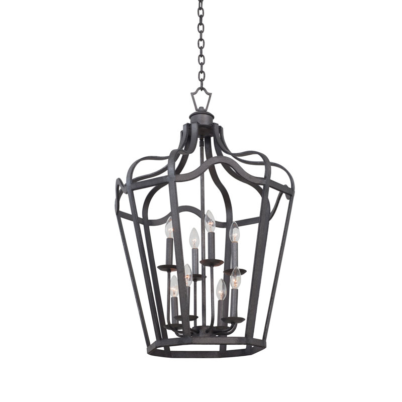 Livingston Silver Glass LED Lantern Chandelier for Indoor/Outdoor