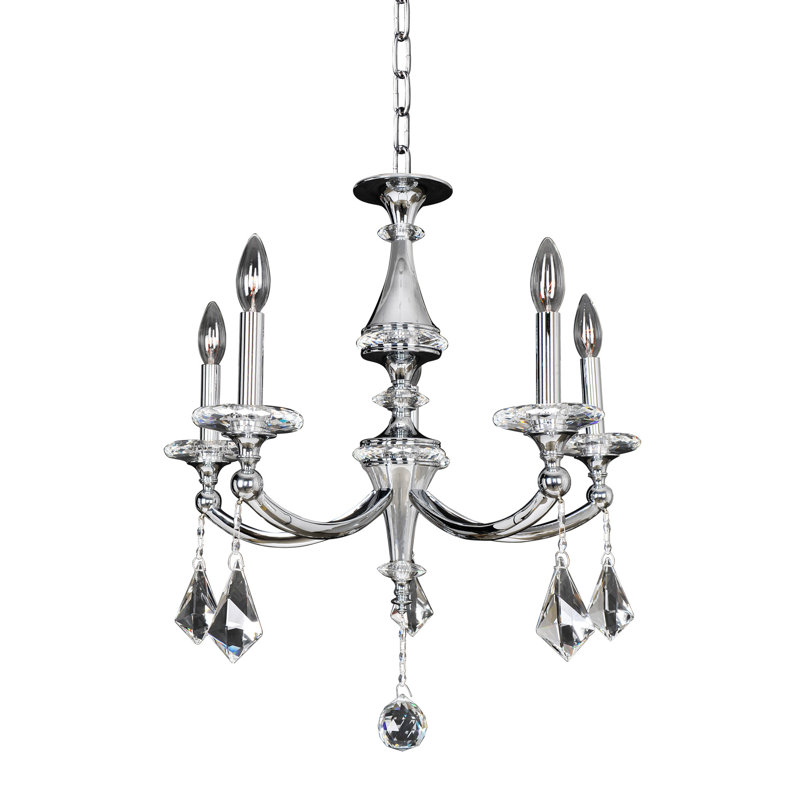 Chrome and Crystal 5-Light Candle Chandelier