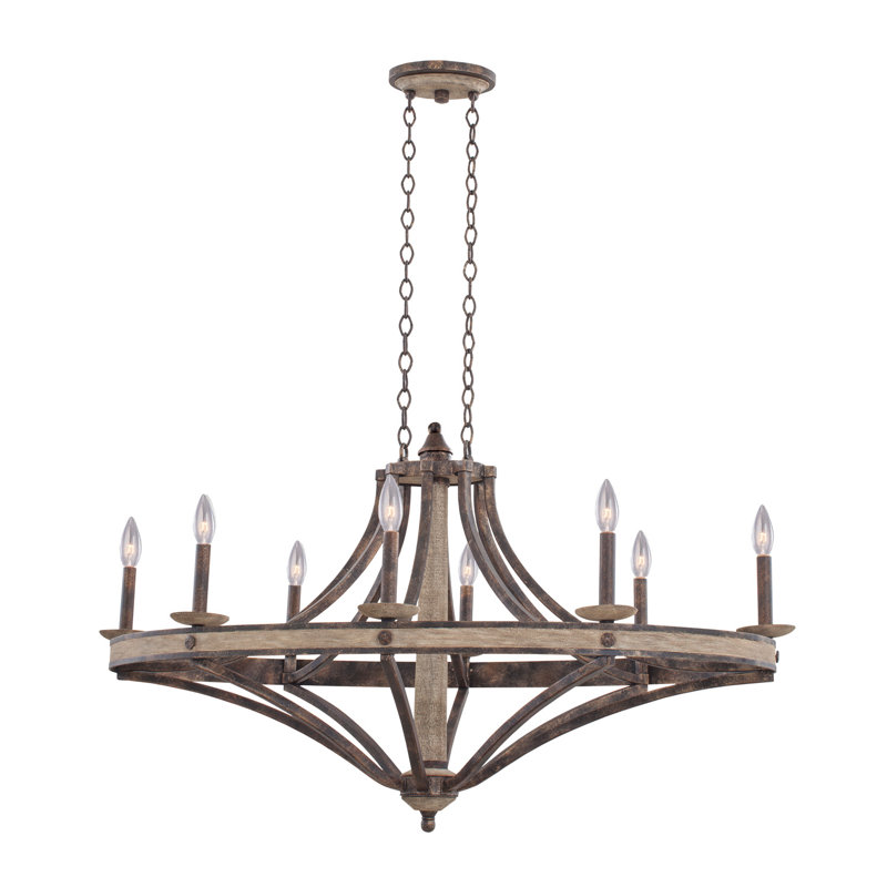 Florence Gold Farmhouse Coastal 8-Light Iron Chandelier