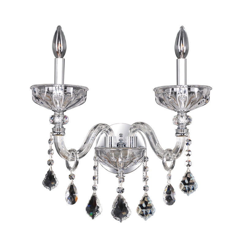 Chrome and Crystal 2-Light Wall Sconce