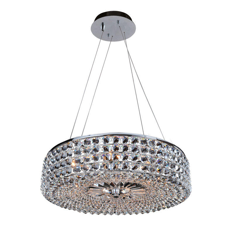 Elegant Chrome Crystal Drum Chandelier with Incandescent Lighting