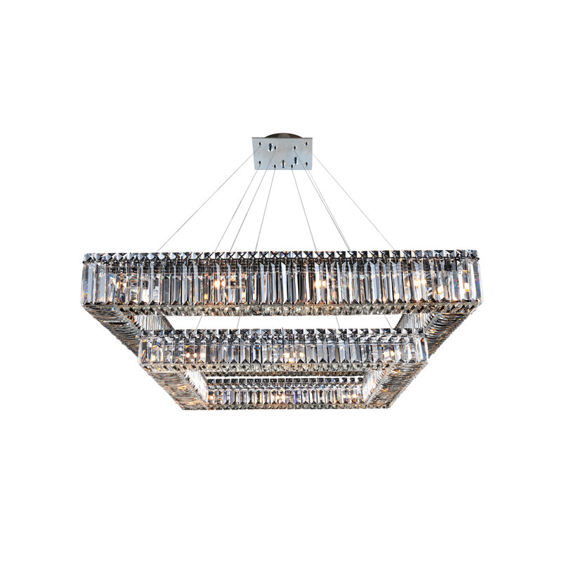 Quadro 35" Polished Chrome Crystal 2-Tier Chandelier