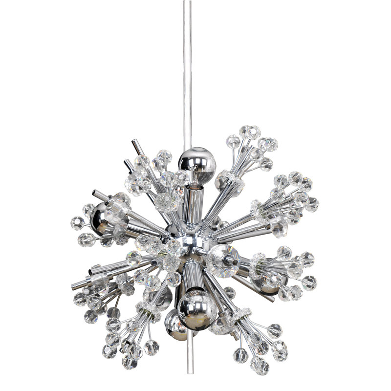 Polished Chrome Mini Crystal Geometric Chandelier