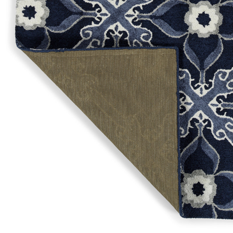 Ivory Peranakan Tile Hand-Tufted Rectangular Rug, 2' x 3'