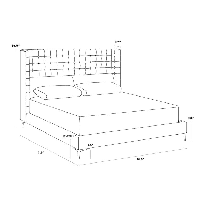 White Tufted Upholstered King Platform Bed with Metal Frame