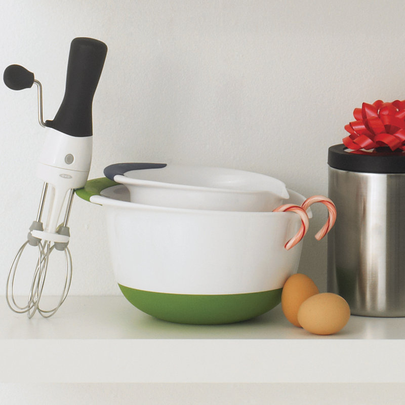 Good Grips 3-Piece White and Multicolor Mixing Bowl Set
