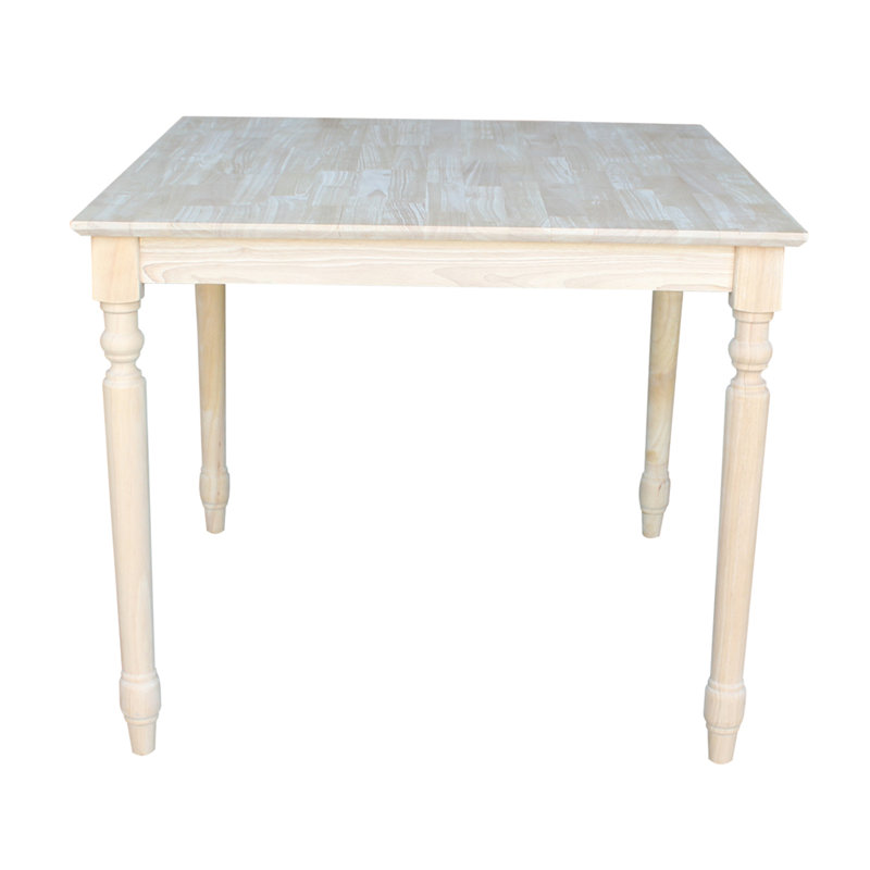 36" Light Unfinished Rubberwood Square Dining Table