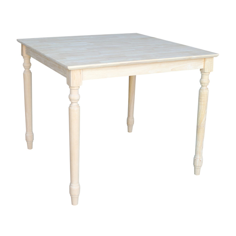 36" Light Unfinished Rubberwood Square Dining Table