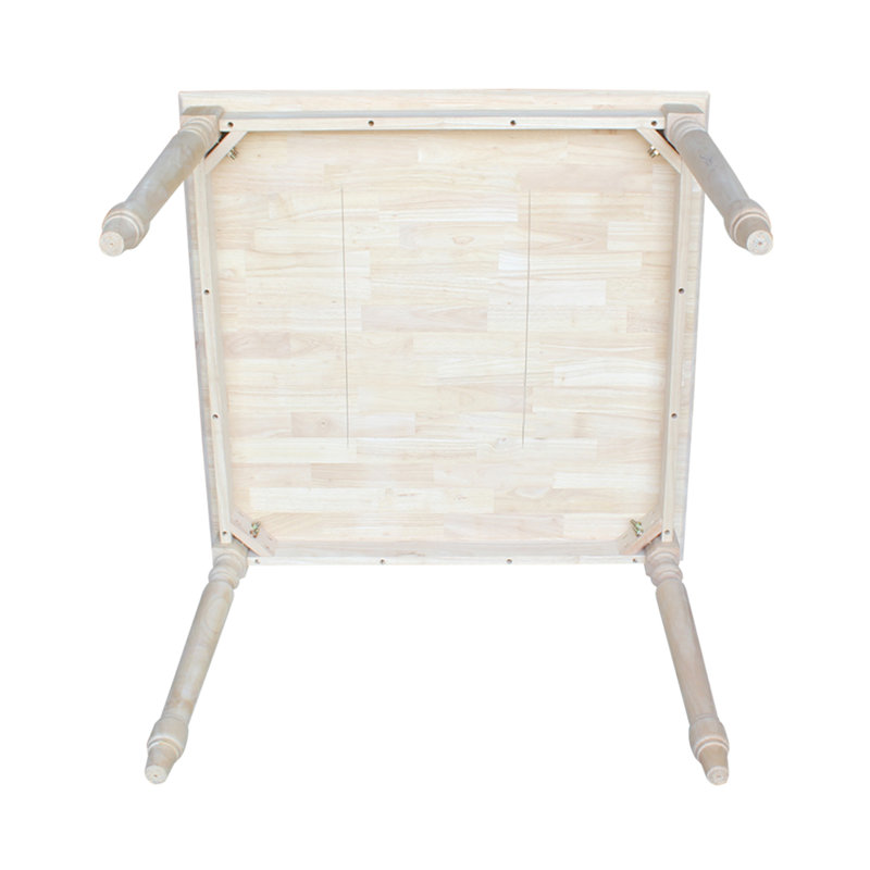 36" Light Unfinished Rubberwood Square Dining Table