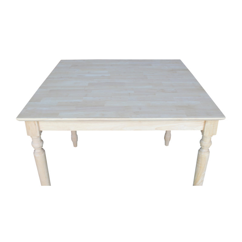 36" Light Unfinished Rubberwood Square Dining Table