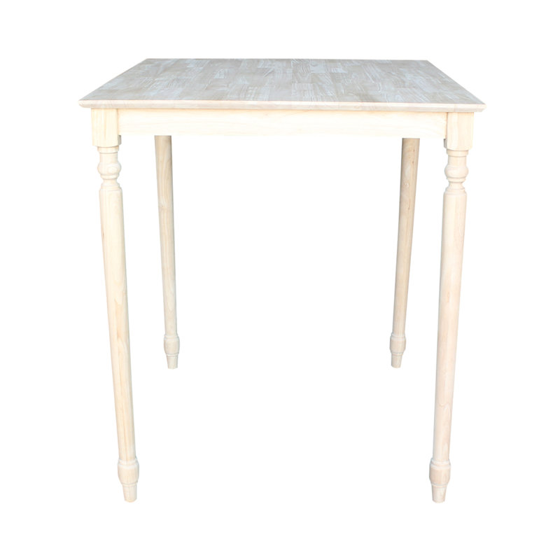 Rustic Farmhouse 36" Square Unfinished Rubberwood Bar Table