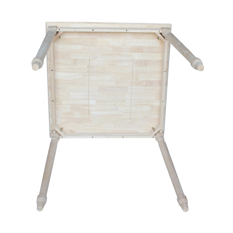 Rustic Farmhouse 36" Square Unfinished Rubberwood Bar Table
