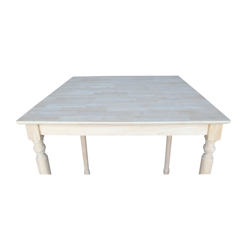 Rustic Farmhouse 36" Square Unfinished Rubberwood Bar Table