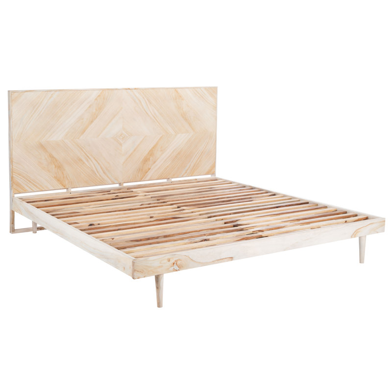 Cora Rose Minimalist Queen Bed with Herringbone Headboard