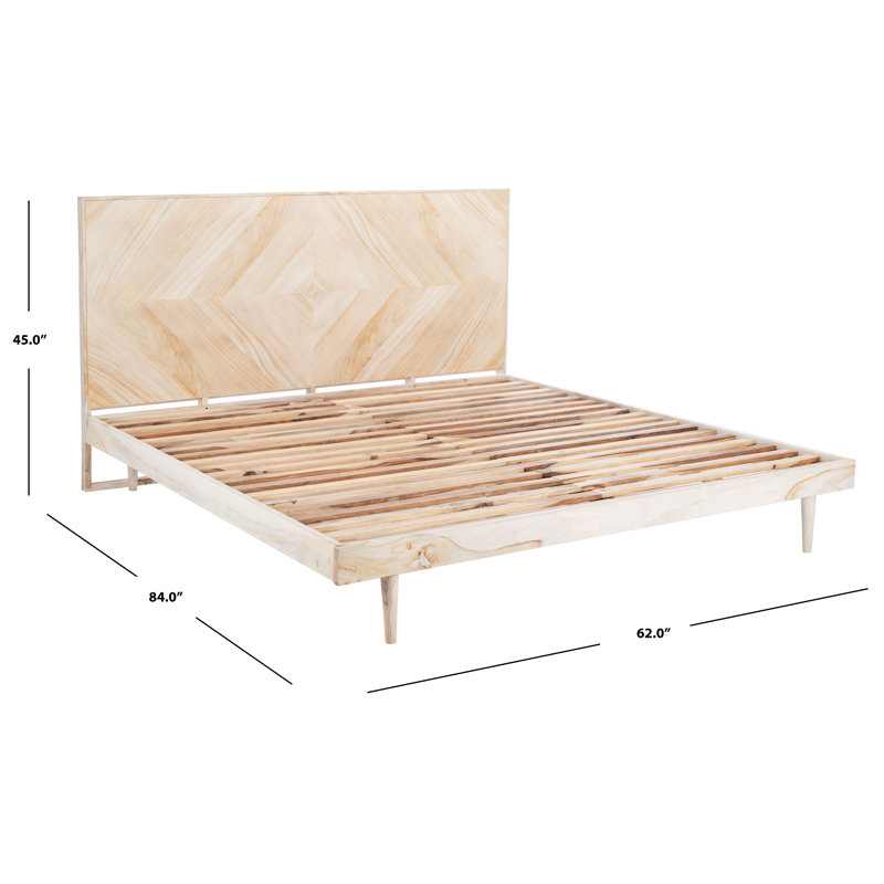 Cora Rose Minimalist Queen Bed with Herringbone Headboard