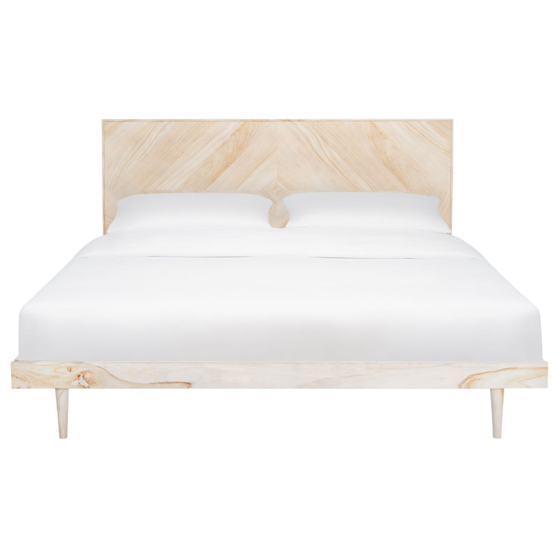 Cora Rose Minimalist Queen Bed with Herringbone Headboard