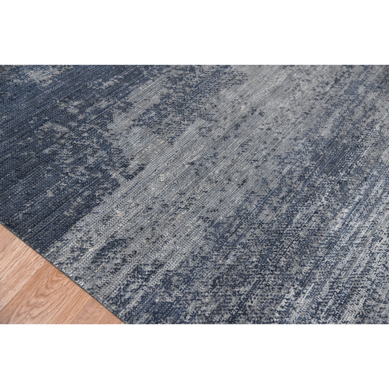 Dazzle Blue Hand-Knotted Wool and Silk 9' x 12' Area Rug