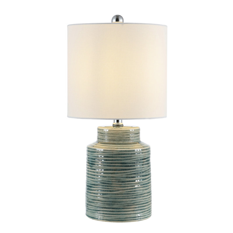Boris Blue and Gray Glass Table Lamp with Drum Shade