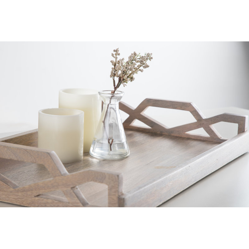 Grassley Whitewash Handcrafted Mango Wood Decorative Tray 19x13