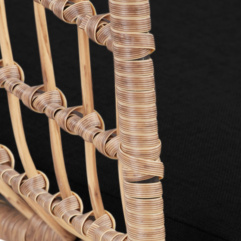 Graham Handwoven Rattan Lounge Chair with Black Cushion