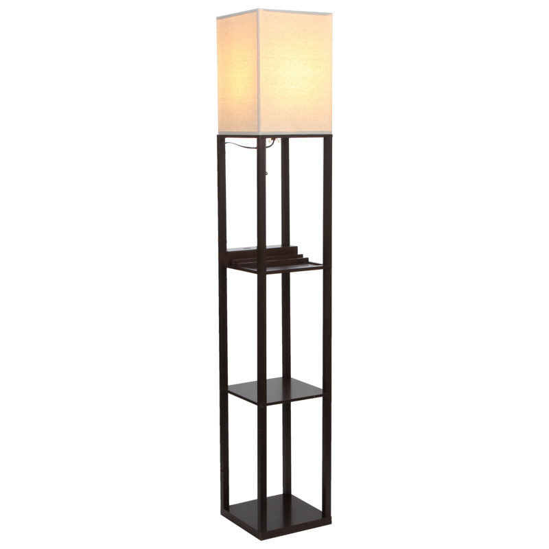 Havana Brown 63'' Smart LED Shelf Floor Lamp with USB Port