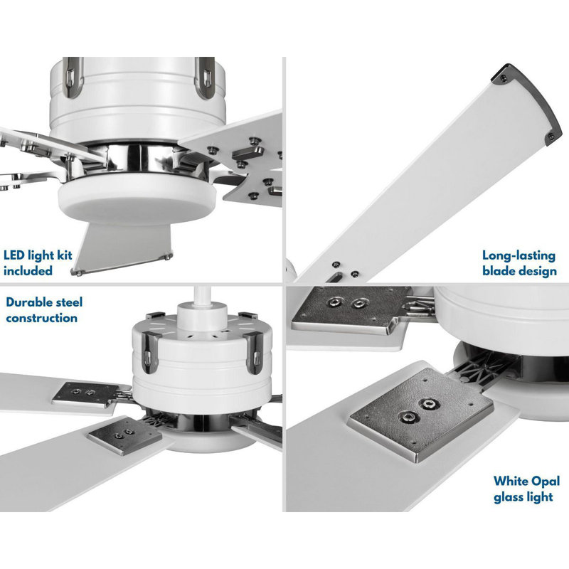 Satin White 56'' Smart Ceiling Fan with LED Light and Remote