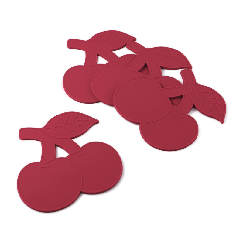 Cherry Red Silicone Novelty Coaster Set of 4