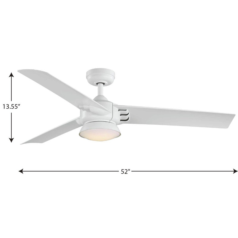 Edwidge 52'' Satin White 3-Blade Ceiling Fan with LED Light