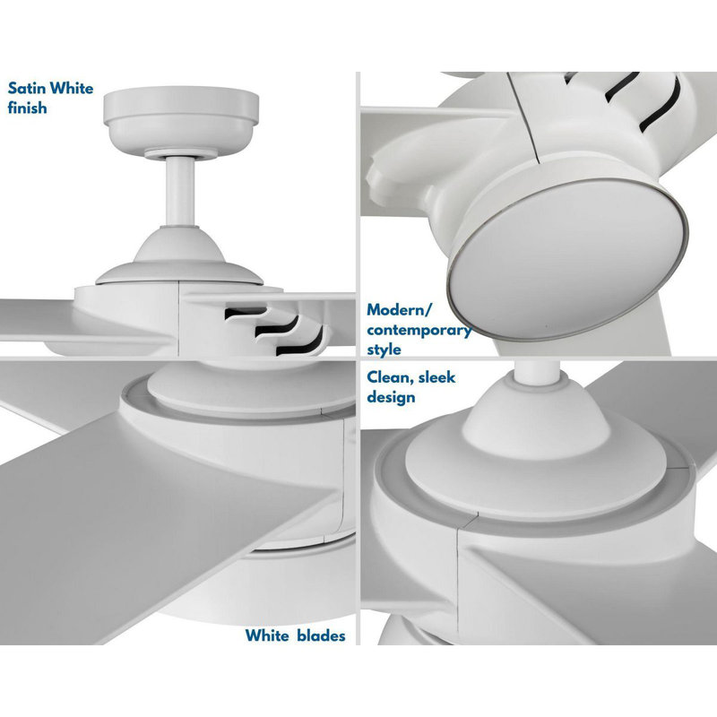 Edwidge 52'' Satin White 3-Blade Ceiling Fan with LED Light