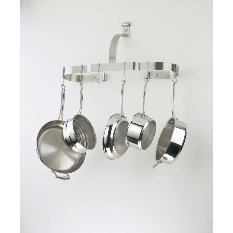 Stainless Steel Wall Mounted Oval Pot Rack with Hooks
