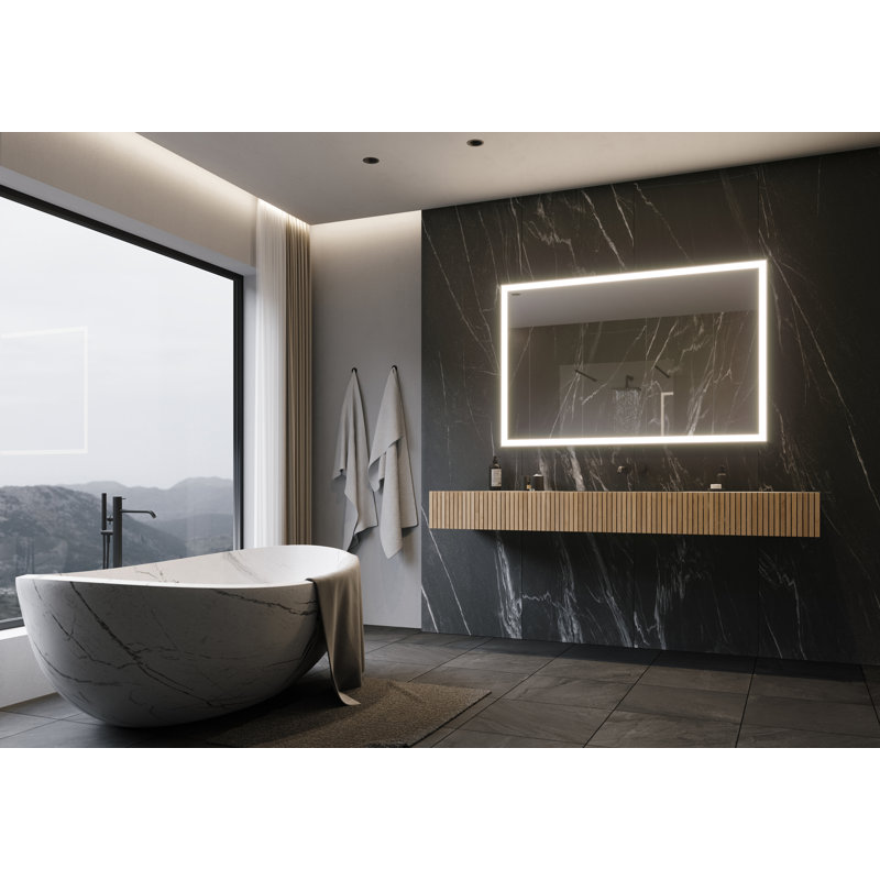 Rectangular Silver LED Bathroom Vanity Mirror