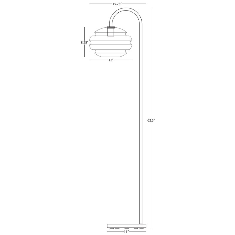 Elegant Arc 62.5'' Silver and Brass Metal Floor Lamp with Glass Shade