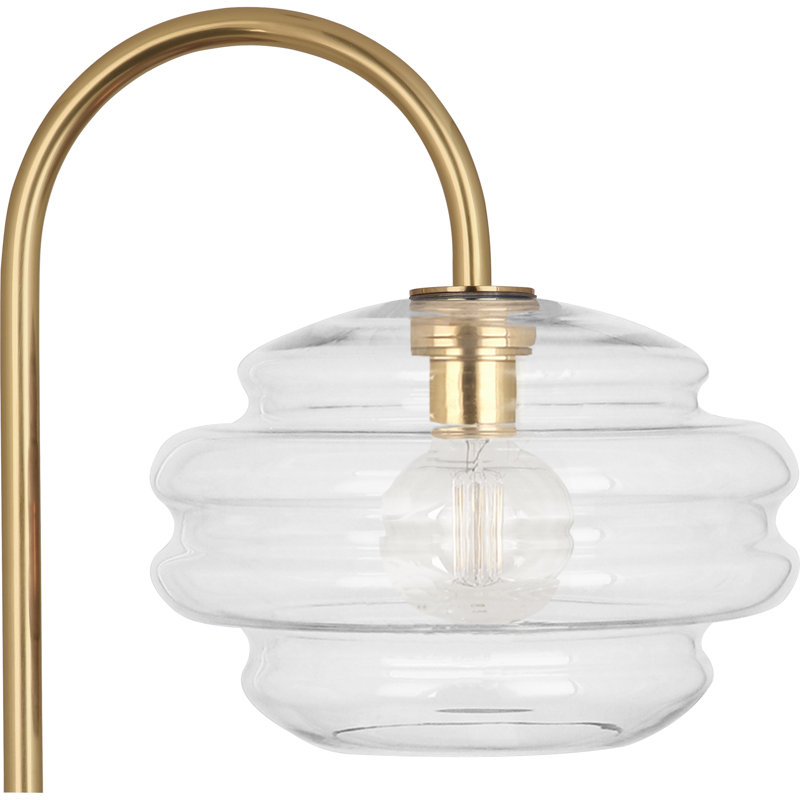 Elegant Arc 62.5'' Silver and Brass Metal Floor Lamp with Glass Shade