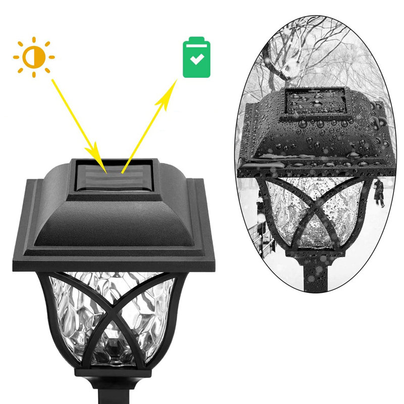 Black Solar LED Pathway Lights with Water-Ripple Design, 6-Pack