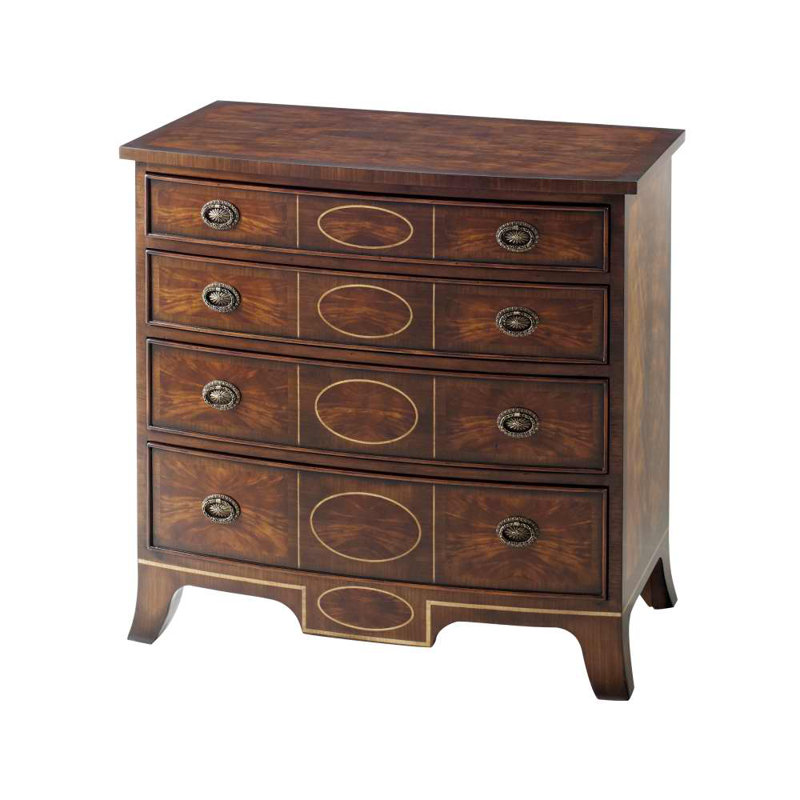 Mahogany and Walnut 4-Drawer Bowfront Nightstand