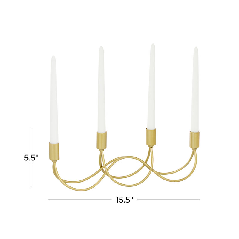 Gold Metal 4-Holder Arched Contemporary Candelabra