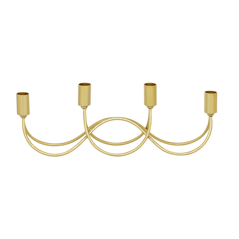 Gold Metal 4-Holder Arched Contemporary Candelabra