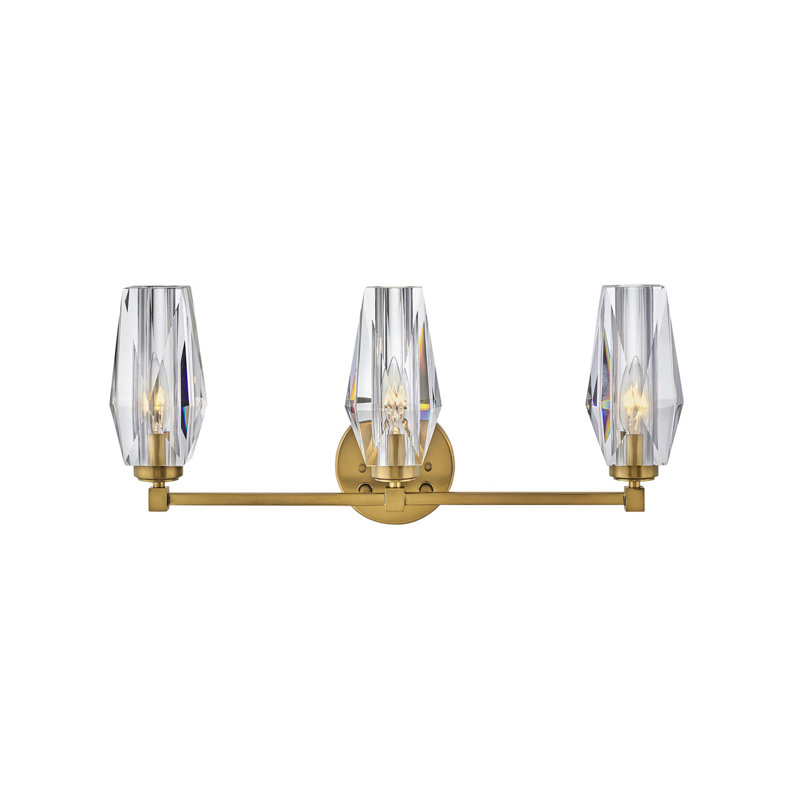 Heritage Brass 3-Light Dimmable Vanity with Faceted Crystal Shades