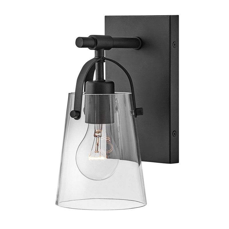 Foster Black Clear Glass 1-Light Dimmable Vanity Fixture