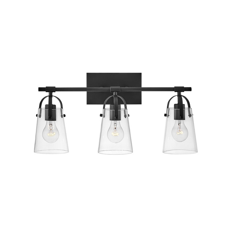 Foster Black and Clear Glass 3-Light Vanity Fixture