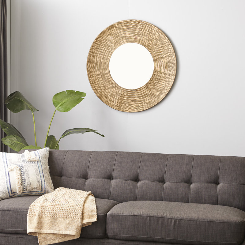 Elegant Gold Metal Chevron 35.5" Square Wall Mirror