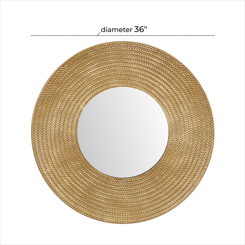 Elegant Gold Metal Chevron 35.5" Square Wall Mirror