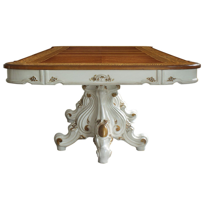 Antique Pearl & Cherry Oak Extendable Rectangular Dining Table