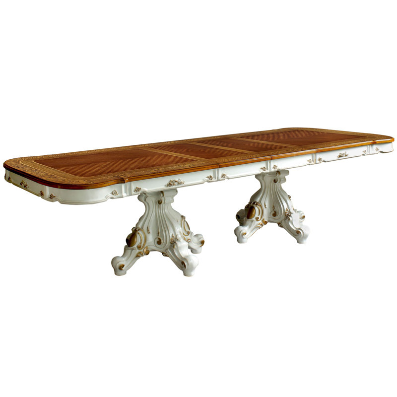 Antique Pearl & Cherry Oak Extendable Rectangular Dining Table