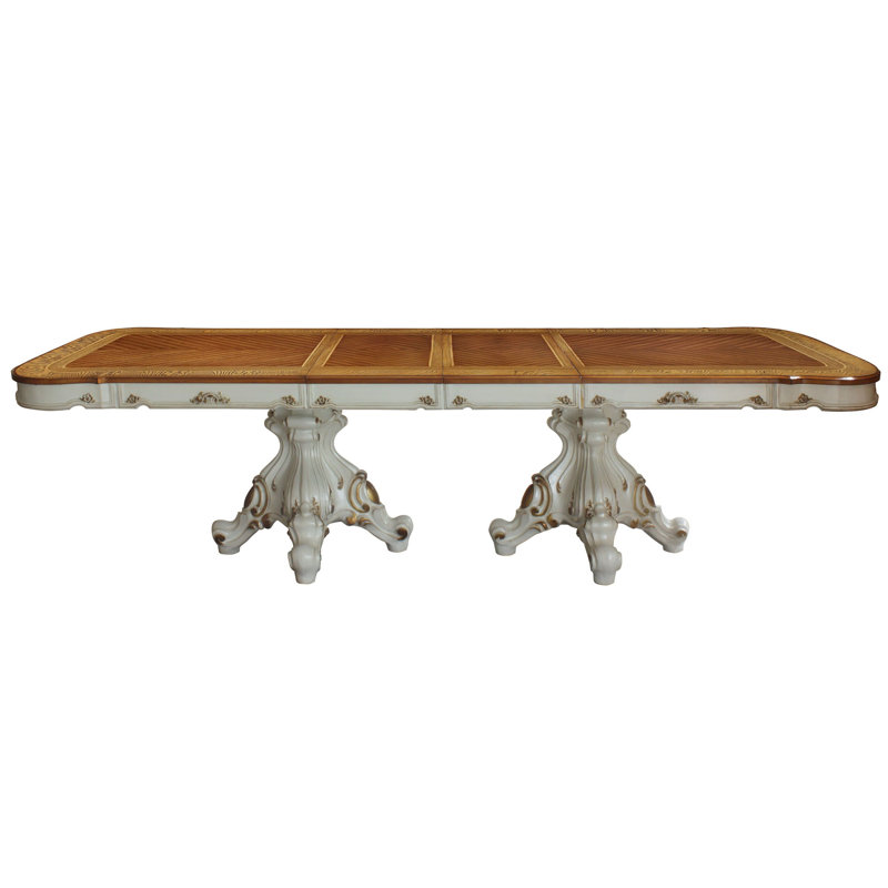 Antique Pearl & Cherry Oak Extendable Rectangular Dining Table
