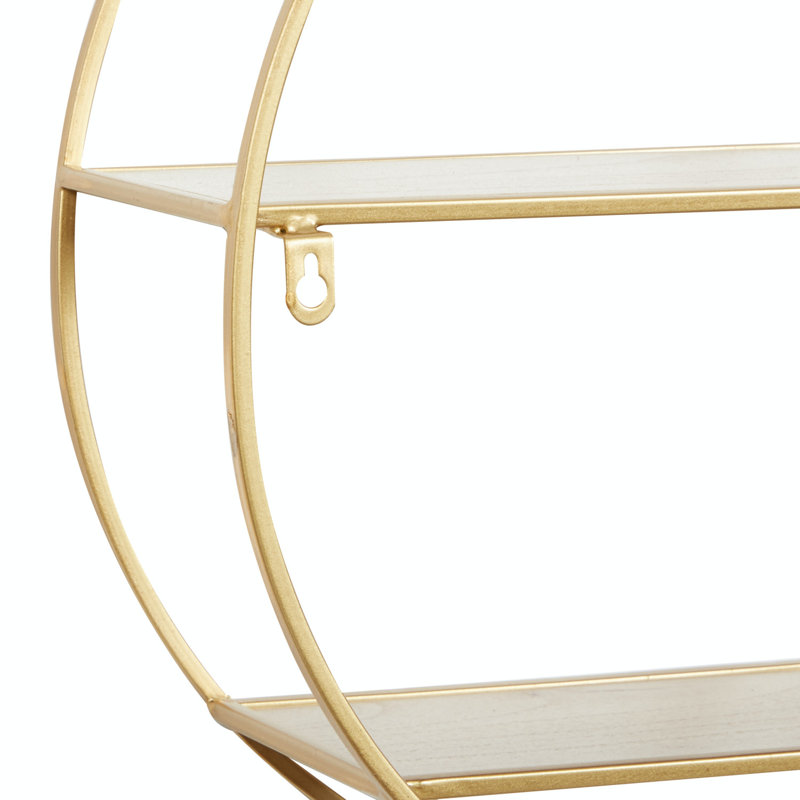 Elegant Rustic 30" Gold & Brown Iron 2-Tier Floating Wall Shelf