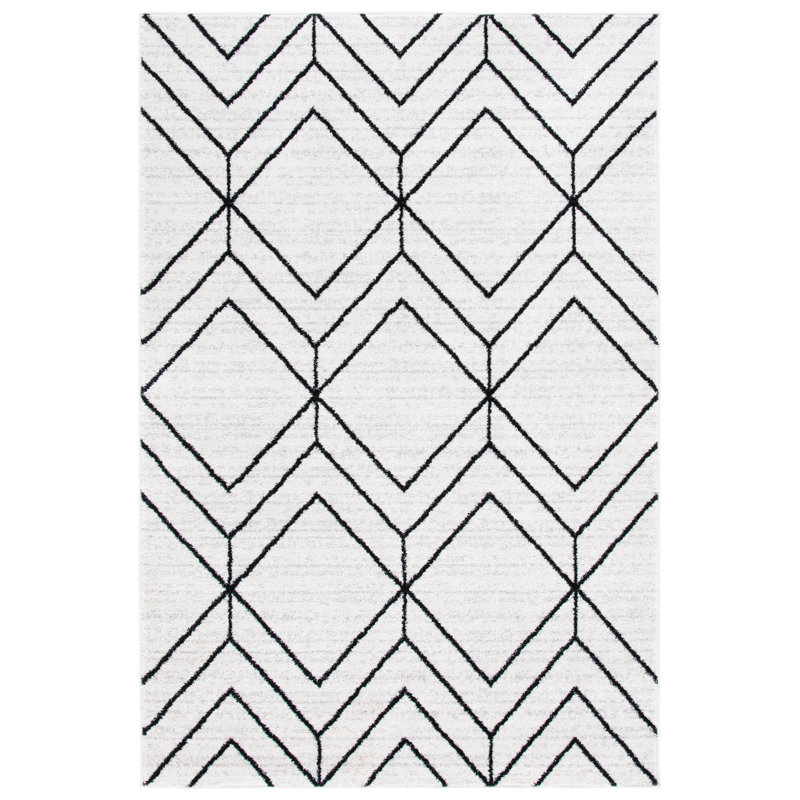 Adirondack Chic Black Geometric 9' x 12' Synthetic Area Rug