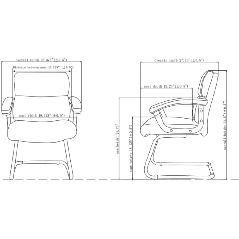 Deluxe Comfort 26'' Black Bonded Leather Guest Chair with Chrome Sled Base